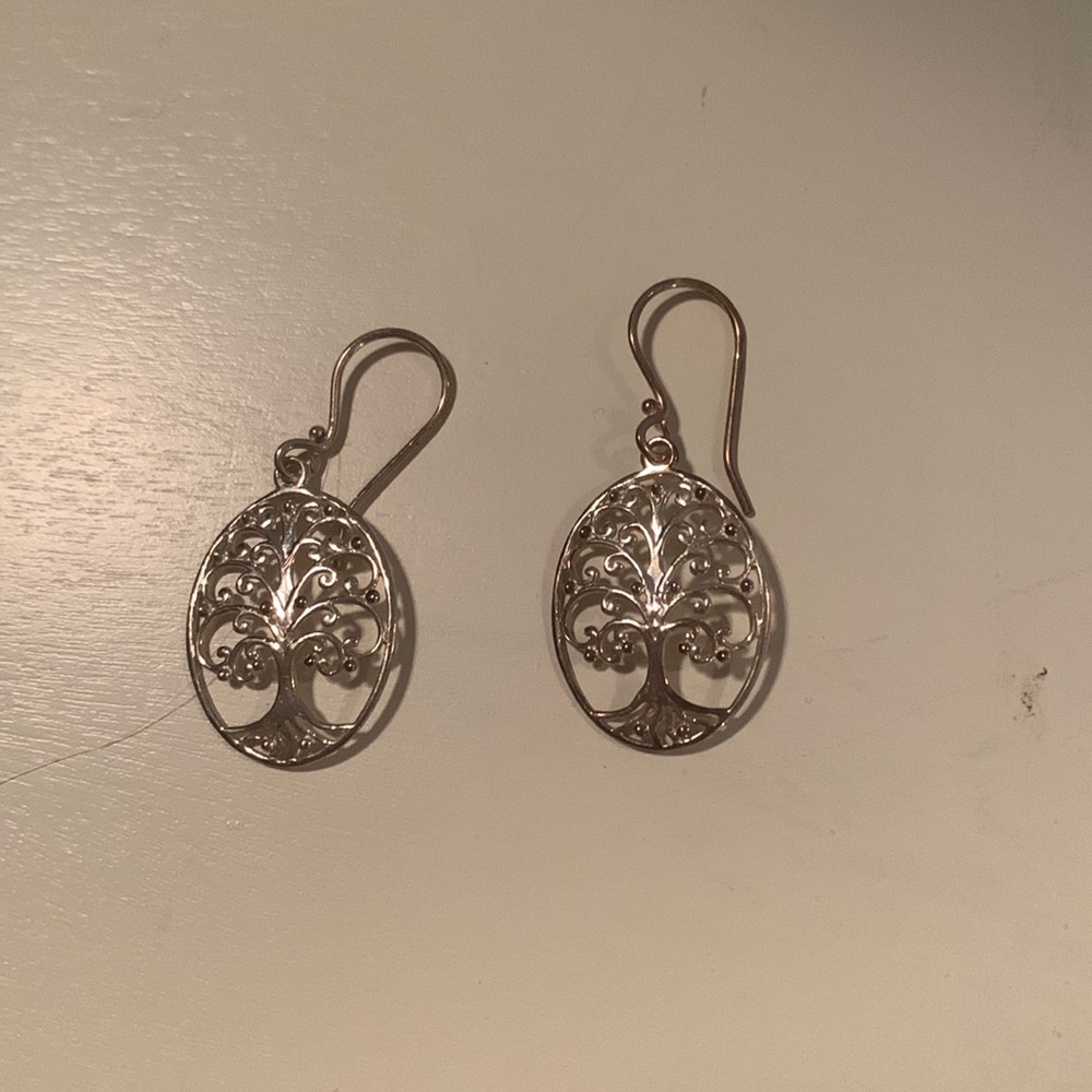 Sterling silver tree of life earrings